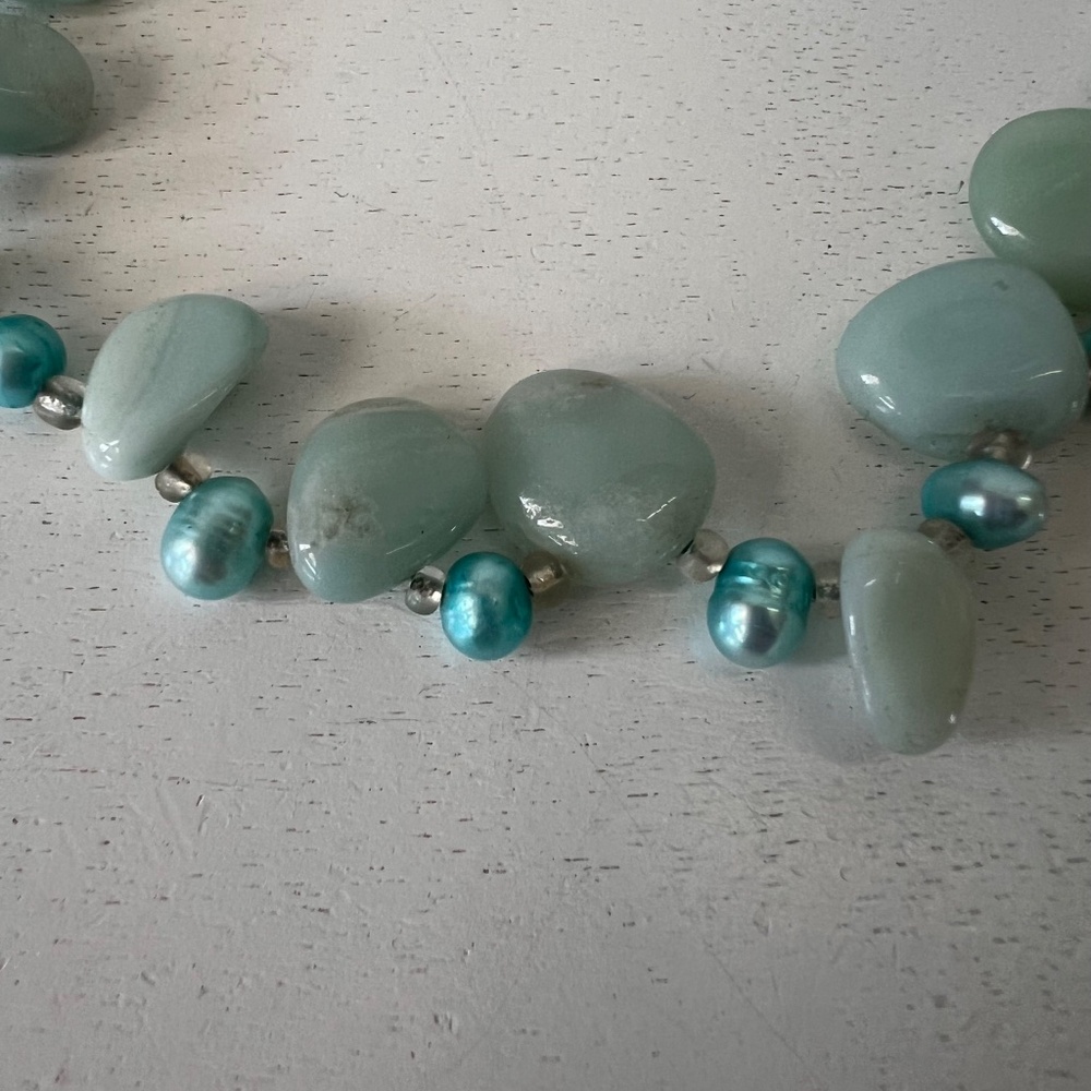 Double-Strand Statement Necklace With Amazonite A… - image 4